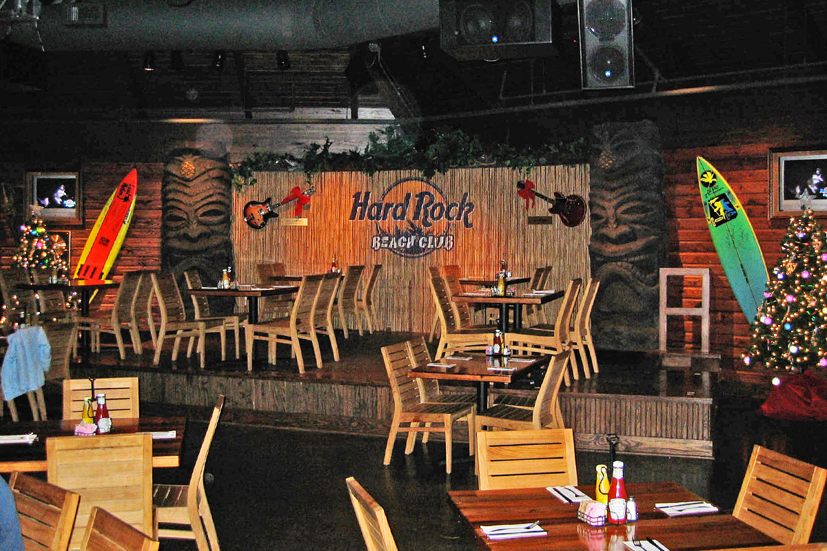 The Hard Rock Beach Club Choctaw interior.