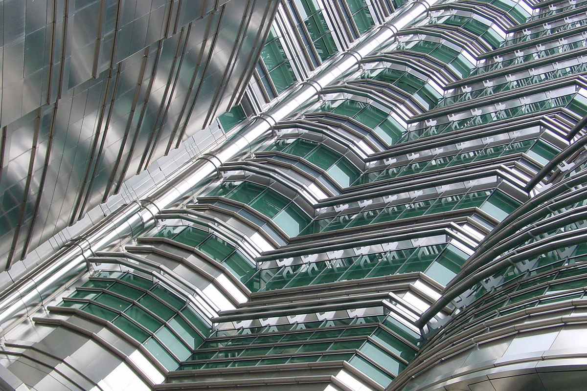 The beautiful steel and glass exterior of Petronas Towers