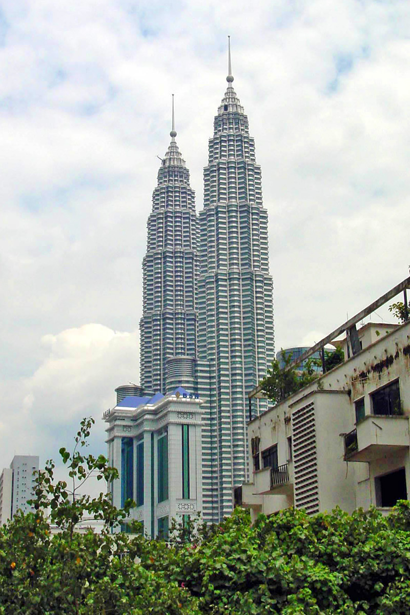 A distant shot of Petronas Towers