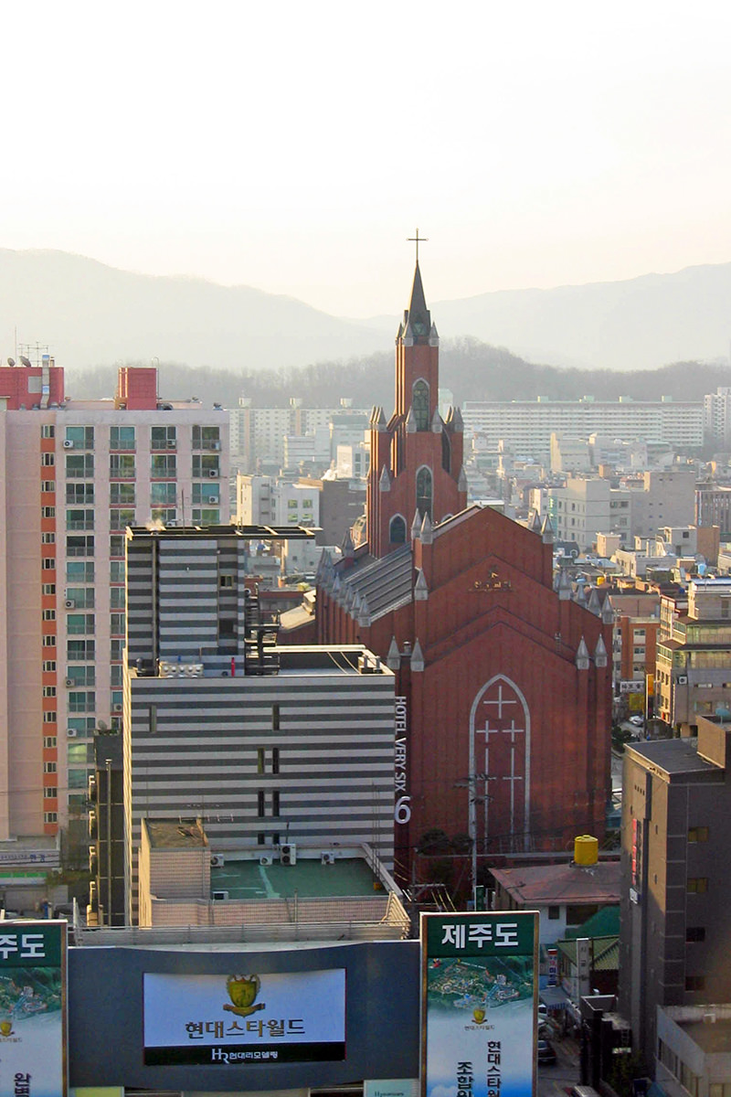 A massive Christian church in Seoul, Korea out my hotel window.