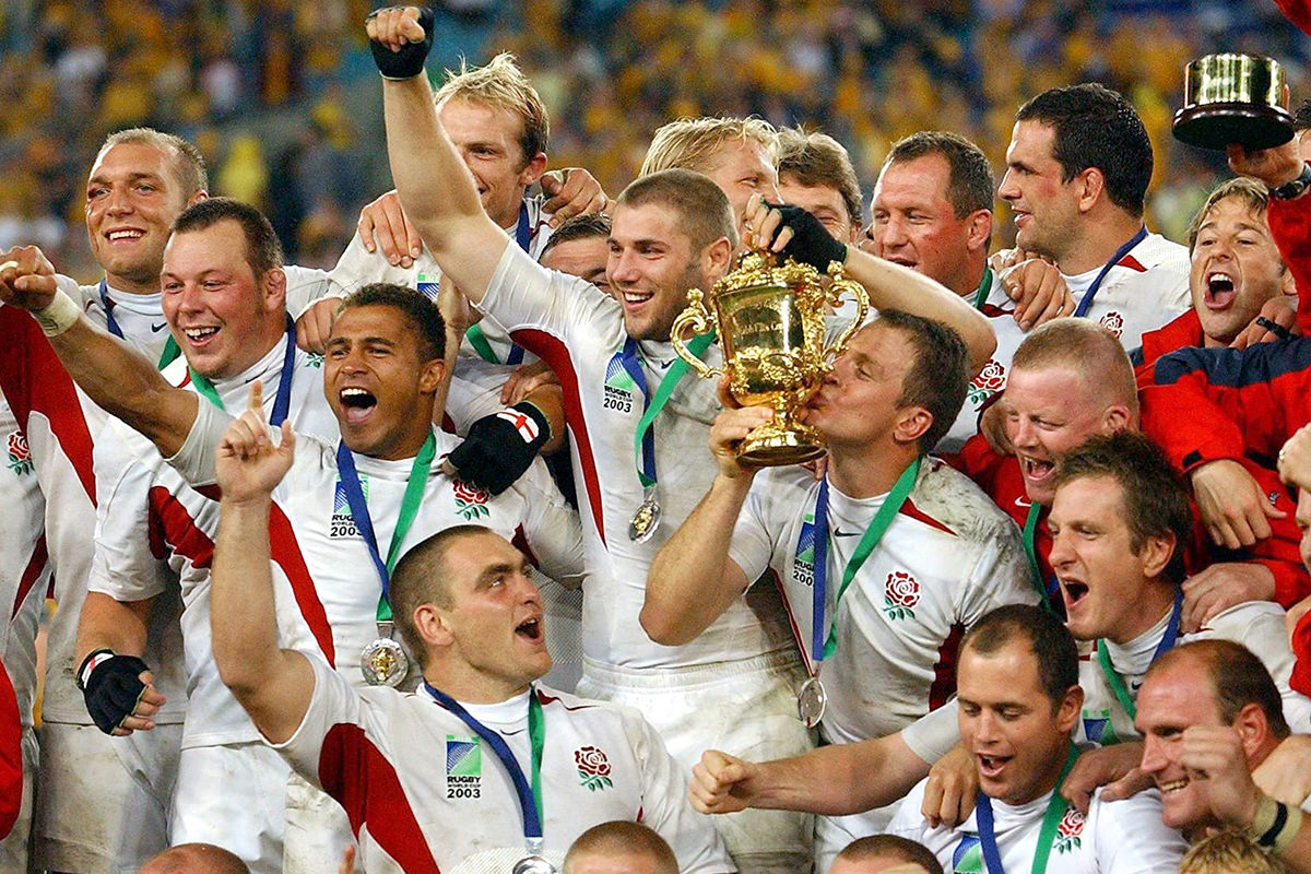 England victory celebration after winning the Rugby World Cup.