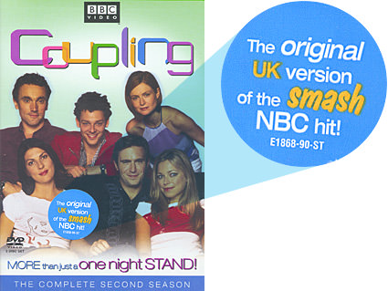 A UK Coupling DVD package with a sticker saying that it's the original version of the USA smash hit.