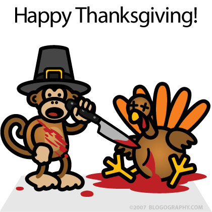 DAVETOON: Bad Monkey kills a turkey.