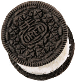 A single Oreo cookie.