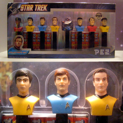 A PEZ collectible Star Trek Set with Original Series crew as PEZ dispensers