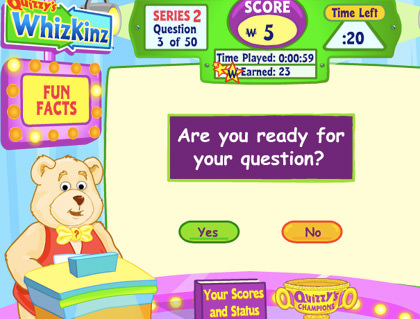 Webkinz Quizzy The Bear WhizKinz questions.