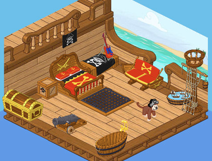 Bad Monkey's Pirate-Themed Bedroom in Webkinz World