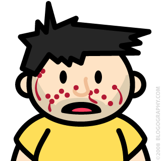 DAVETOON: Lil' Dave with bleeding facial wounds.