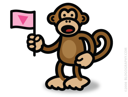 DAVETOON: Bad Monkey holding a gay pride flag!