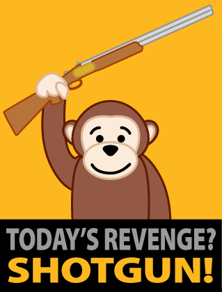 Today's Revenge? DISEMBOWLING! Webkinz Monkey with a shotgun.