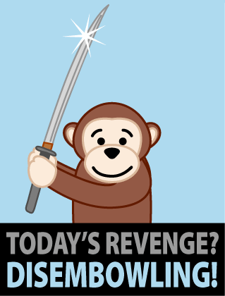Today's Revenge? DISEMBOWLING! Webkinz Monkey with a sword.