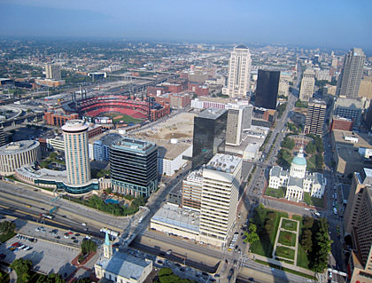 St. Louis view from the top of The Arch