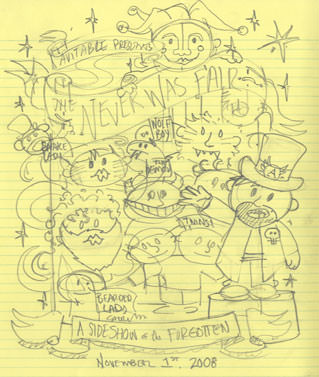 Pencil sketch of my Avitable Halloween Party Shirt.