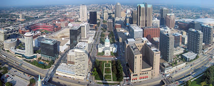 St. Louis panorama photo shot from the top of The Arch