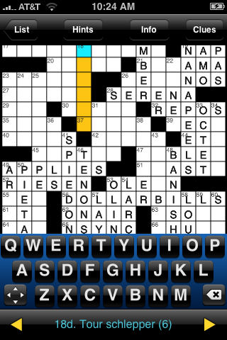 USA Today Crossword Puzzle on iPhone