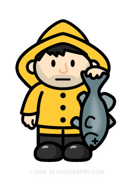 DAVETOON: Lil' Dave holding up a fish.