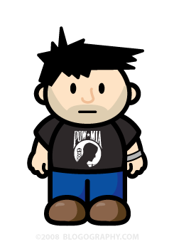 DAVETOON: Lil' Dave in a MIA/POW shirt with a MIA/POW bracelet on.