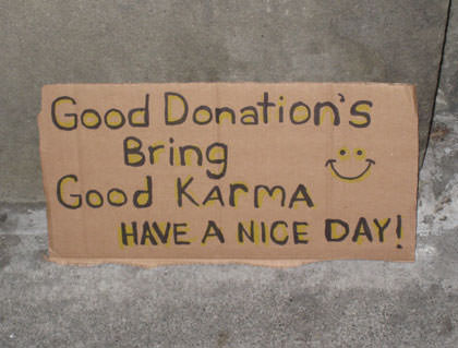 Karma Donation Sign