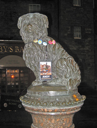 Greyfriars Bobby with Andy's Davenburgh Badge