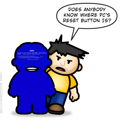 DAVETOON: Lil' Dave can't find PC's reset button!
