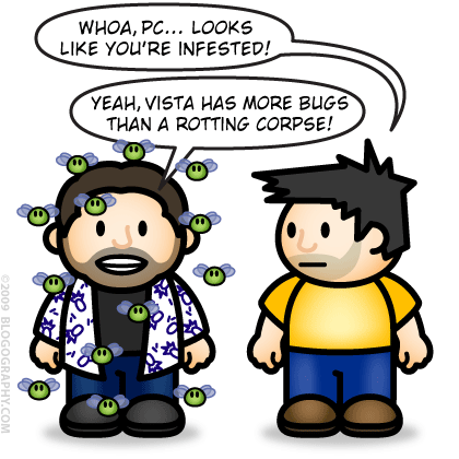 DAVETOON: Wow PC, you're infested! Yeah, Vista has more bugs than a rotting corpse!