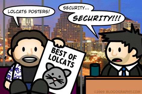 Lil' Wayne Hall has LOLCat posters! Lil' Dave shouts "SECURITY!!"