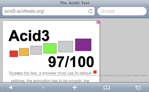 Acid3 Test in Mobile Safari