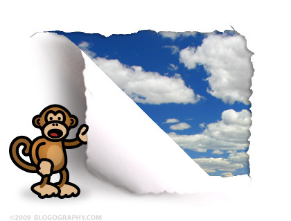 DAVETOON: Bad Monkey rips a hole in my blog to see fluffy clouds