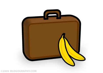 DAVETOON: Packed suitcase and bananas