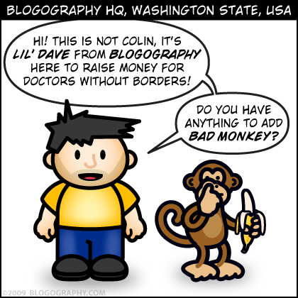 DAVETOON: This is Lil' Dave, here to raise money for Doctors Without Borders!