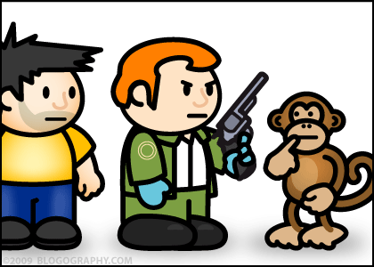 DAVETOON: TSA Agent pulls a gun out of Bad Monkey's bum.