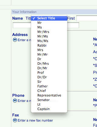 Name Titles... Mr. Mrs. Dr. Rabbi Prof. Sir Father Chief Senator Lt. Captain