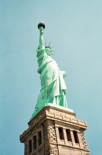 Looking up at the Statue of Liberty