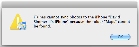 Cannot sync iPhone because 