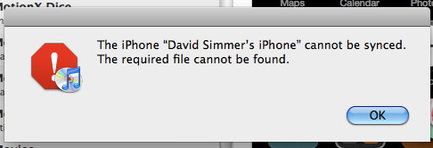 Cannot sync. Required file cannot be found.