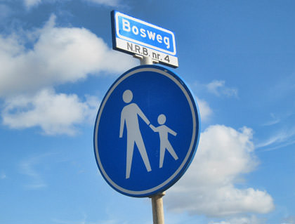 Blue Sign in a Blue Sky