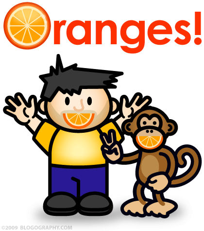 DAVETOON: Lil' Dave and Bad Monkey with Oranges in their Mouths!