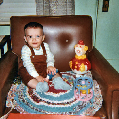 Baby Dave with a Scary-Ass Clown!