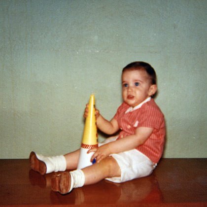 Baby Dave with a Giant Birthday Candle