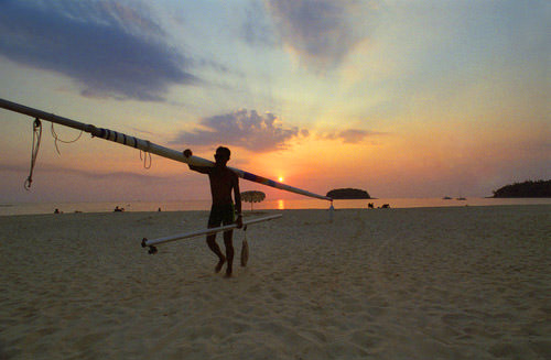 Thai Fisherman at Sunset