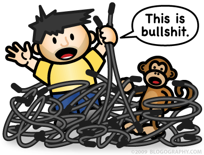DAVETOON: Lil' Dave's Cables are all tangled in a mess. THIS IS BULLSHIT!