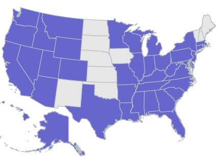 Dave's visited States in the USA