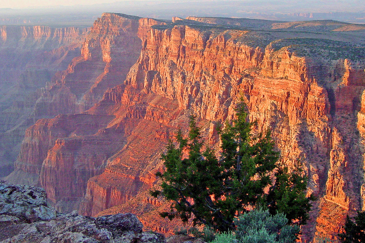 A lovely shot of the GrandCanyon at dusk with pretty pastel colors.