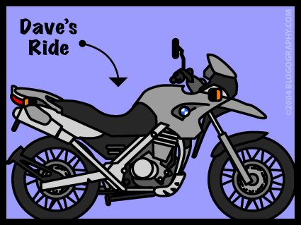 DAVETOON: Dave's BMW F650GS motorcycle.