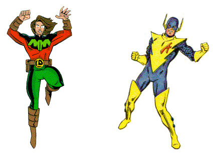 Ultra Boy and Airwave, two super-hero characters from the comic books.