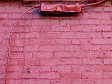 Red-painted bricks.