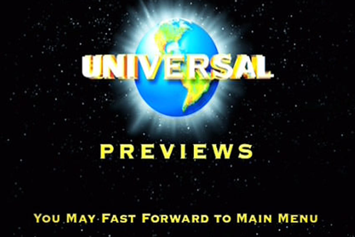 The Universal Studios logo with You may fast forward to main menu beneath it on the opening to the Lost in Translation DVD