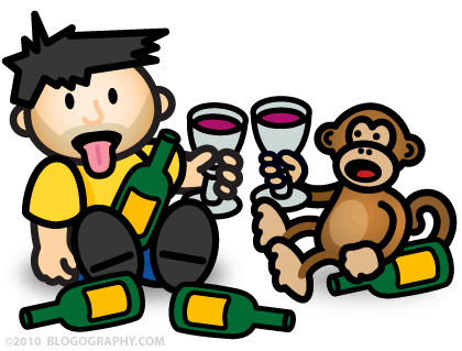 DAVETOON: Lil' Dave and Bad Monkey drink entirely too much wine.