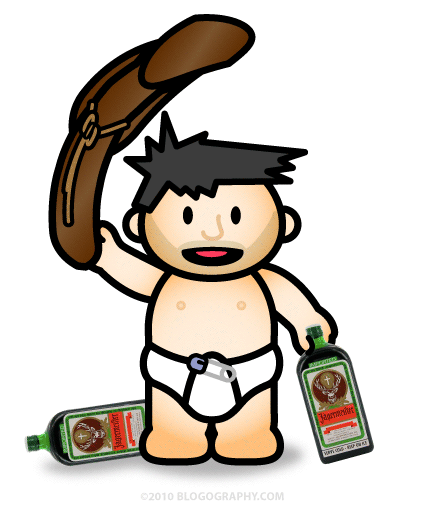 DAVETOON: Lil' Dave drinking Jägermeister and stripping off his monk's robes...