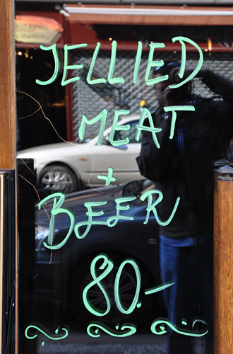 Jellied Meat + Beer Restaurant Sign